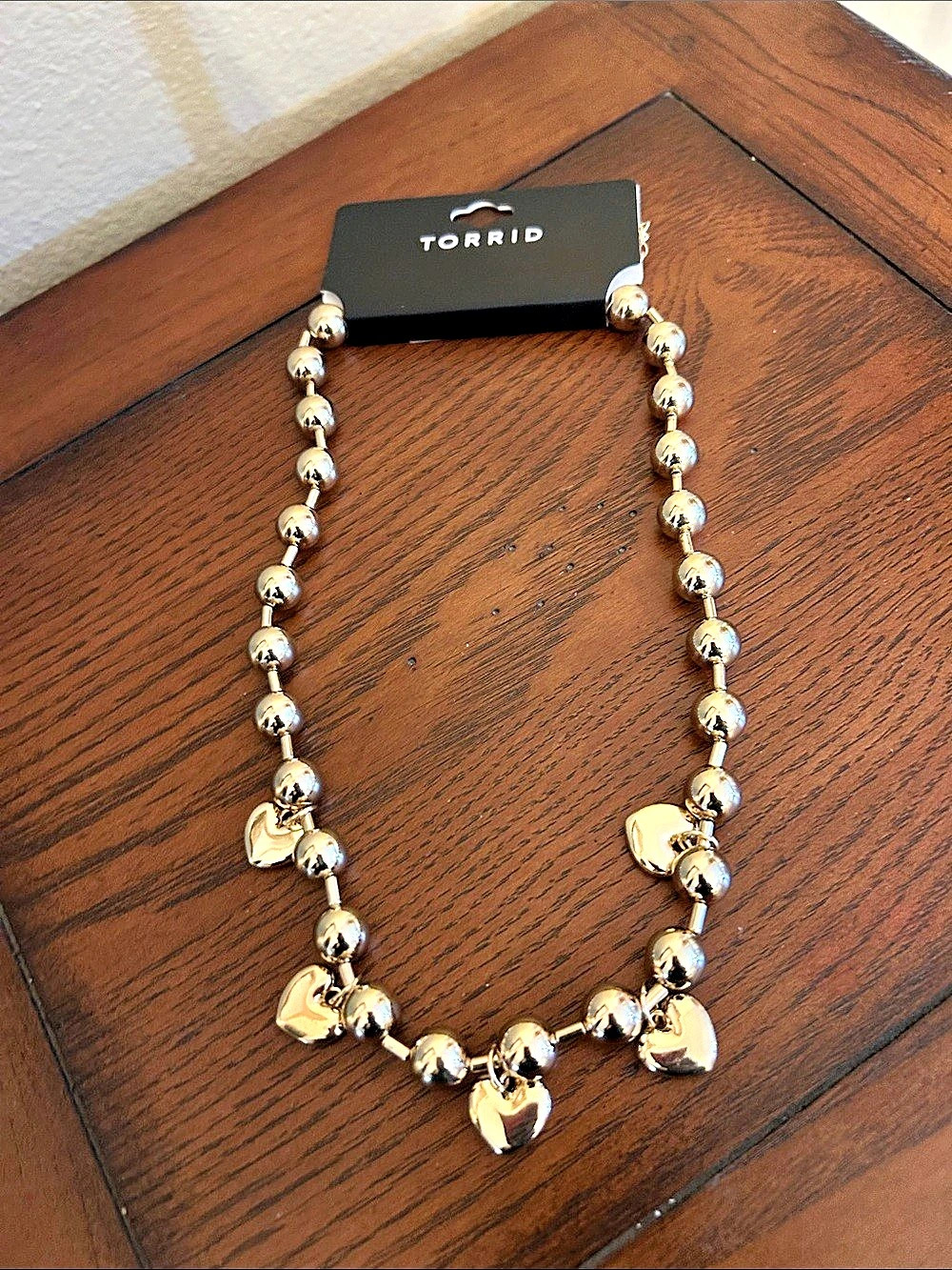 TORRID Shot Bead Heart Charm Necklace Gold